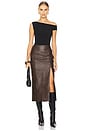 view 5 of 6 Dante Faux Leather Midi Skirt in Dark Chocolate