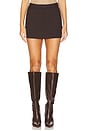 view 1 of 6 Maika Mid Rise Mini Skirt in Dark Chocolate