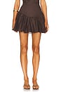 view 1 of 6 Amorette Linen Mini Skirt in Chocolate