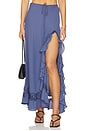 view 1 of 6 SAIA LONGA COM DETALHE EM RENDA AMARI in Dusty Blue