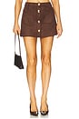 view 1 of 6 Lorenzo Vegan Suede Skirt in Chocolate