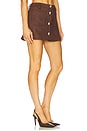 view 2 of 6 Lorenzo Vegan Suede Skirt in Chocolate