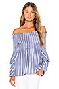 view 1 of 4 Nuno Shirred Top in Blue Stripe
