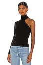 view 3 of 5 Asymmetric Sleeve Knit Top in Black