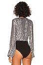 view 4 of 5 Sequin Wrap Bodysuit in Charcoal Sequin