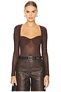 view 1 of 5 Carter Mesh Bodysuit in Chocolate