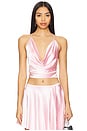 view 1 of 4 Andreama Satin Halter Top in Petal Pink