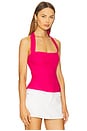 view 2 of 4 Raya Linen Halter Top in Hot Pink