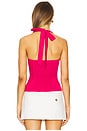 view 3 of 4 Raya Linen Halter Top in Hot Pink