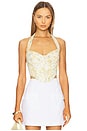 view 1 of 5 Pollie Halter Corset Top in Yellow Floral