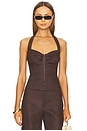 view 1 of 4 Rixton Linen Halter Top in Chocolate