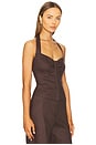 view 2 of 4 Rixton Linen Halter Top in Chocolate