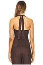 view 3 of 4 Rixton Linen Halter Top in Chocolate