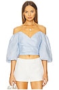 view 1 of 4 Eva Linen Top in Soft Blue