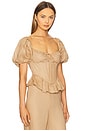 view 2 of 4 Esra Puff Sleeve Corset Top in Latte
