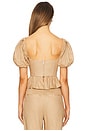 view 3 of 4 Esra Puff Sleeve Corset Top in Latte
