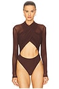 view 2 of 5 Aliyah Wrap Bodysuit in Chocolate
