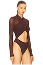 view 3 of 5 Aliyah Wrap Bodysuit in Chocolate