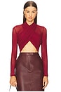 view 1 of 5 Aliyah Wrap Bodysuit in Burgundy