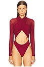 view 2 of 5 Aliyah Wrap Bodysuit in Burgundy