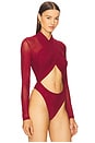 view 3 of 5 Aliyah Wrap Bodysuit in Burgundy