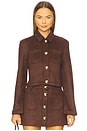 view 1 of 4 Lorenzo Vegan Suede Shirt in Chocolate