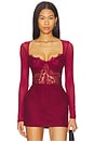 view 1 of 5 Farrah Lace Mesh Bodysuit in Burgundy