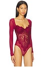 view 3 of 5 Farrah Lace Mesh Bodysuit in Burgundy
