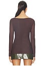 view 4 of 5 Marisol Asymmetric Mesh Top in Chocolate