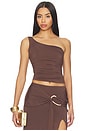 view 1 of 4 Dion One Shoulder Top in Chocolate