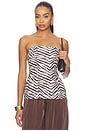 view 1 of 5 Helenia Longline Strapless Top in Brown Zebra