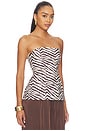 view 2 of 5 Helenia Longline Strapless Top in Brown Zebra