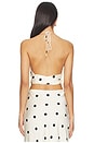 view 3 of 4 Pheobe Satin Halter Tie Top in Black Spot
