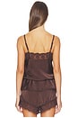 view 3 of 4 Bonita Satin Lace Trim Top in Dark Chocolate