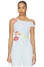 view 1 of 4 Layana Printed Mesh Top in Baby Blue Floral