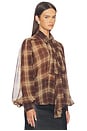 view 2 of 4 Cecile Neck Tie Shirt in Brown Check