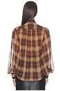 view 4 of 4 Cecile Neck Tie Shirt in Brown Check