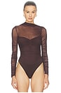 view 2 of 6 Althea Mesh Bodysuit in Chocolate