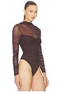 view 4 of 6 Althea Mesh Bodysuit in Chocolate