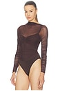 view 5 of 6 Althea Mesh Bodysuit in Chocolate