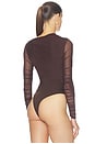 view 6 of 6 Althea Mesh Bodysuit in Chocolate