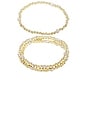 view 2 of 3 Alternating Pave Pisa Bracelet Set Of 3 in Gold