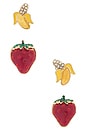 view 1 of 2 Strawberries & Bananas Earrings Set in Red