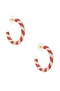 view 1 of 3 Peppermint Hoop Earrings in Red