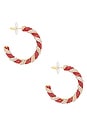 view 2 of 3 Peppermint Hoop Earrings in Red