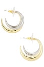 view 2 of 3 Mixed Metal Double Hoop Earrings in Gold