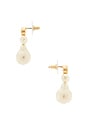 view 2 of 2 PENDIENTES LARGOS ORGANIC PEARL in Pearl