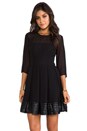 view 1 of 6 India Chiffon and Mesh Long Sleeve Dress in Black
