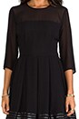 view 5 of 6 India Chiffon and Mesh Long Sleeve Dress in Black