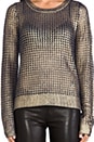 view 4 of 5 Bardot Metallic Printed Sweater in Navy/Gold in Navy & Gold